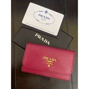Authentic Prada Saffron Pink Key and Card Wallet
